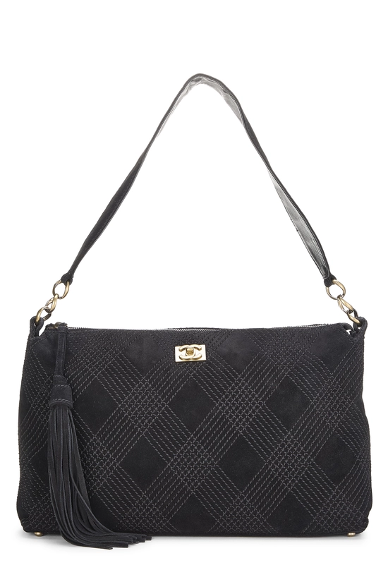 Black Suede Shoulder Bag, , large image number 0