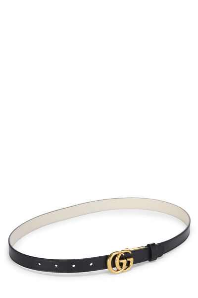 Black Leather GG Marmont Belt, , large