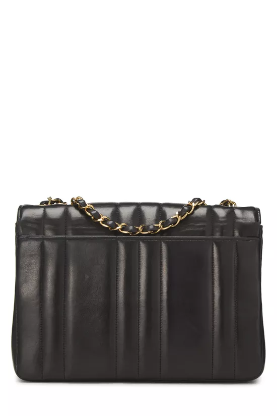 Black Vertical Lambskin Border Flap Small, , large image number 3