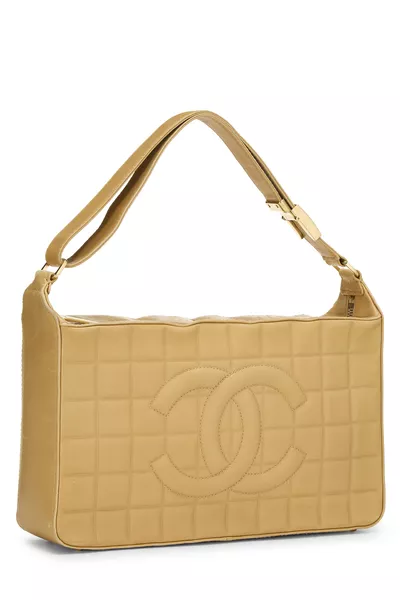 Beige Lambskin Chocolate Bar Handbag, , large