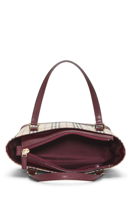 Burgundy House Check Jacquard Handbag Small, , large image number 5