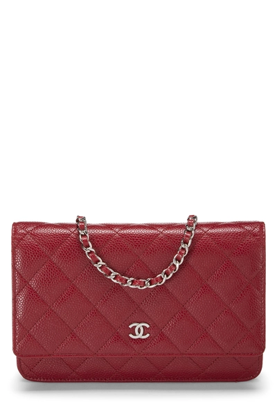 Chanel Red Caviar Classic Quilted Wallet on Chain (WOC)