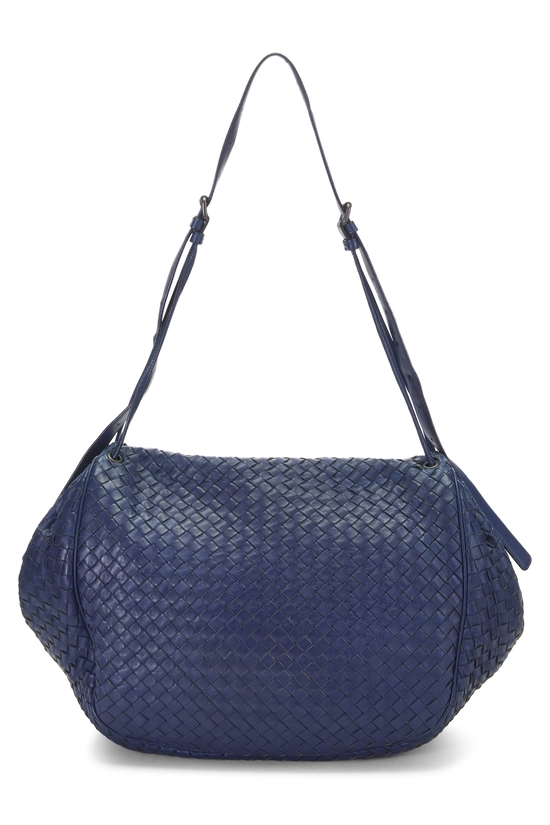 Blue Intrecciato Pocket Flap Crossbody Bag, , large image number 3