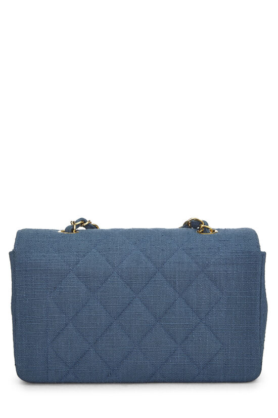 Blue Quilted Linen Classic Double Flap Small, , large image number 3