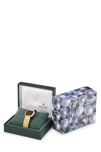 Black Dial Gold Cellini Cushion Bracelet Watch, , large