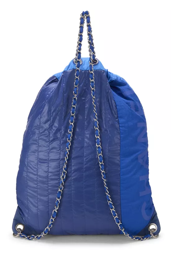Blue Nylon Coco Neige Drawstring Backpack, , large image number 3