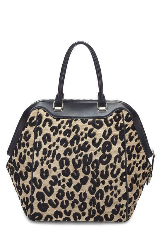 Tan & Black Leopard Chenille Tapestry North-South Tote