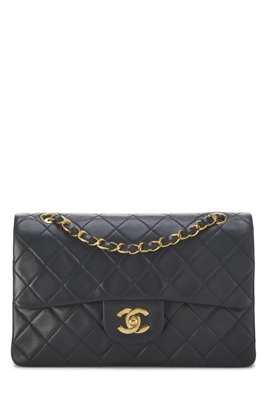 Navy Quilted Lambskin Classic Double Flap Small, , large image number 0