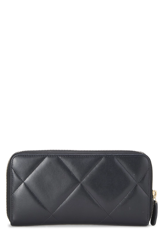 Black Quilted Lambskin 19 Zip Around Wallet, , large image number 2