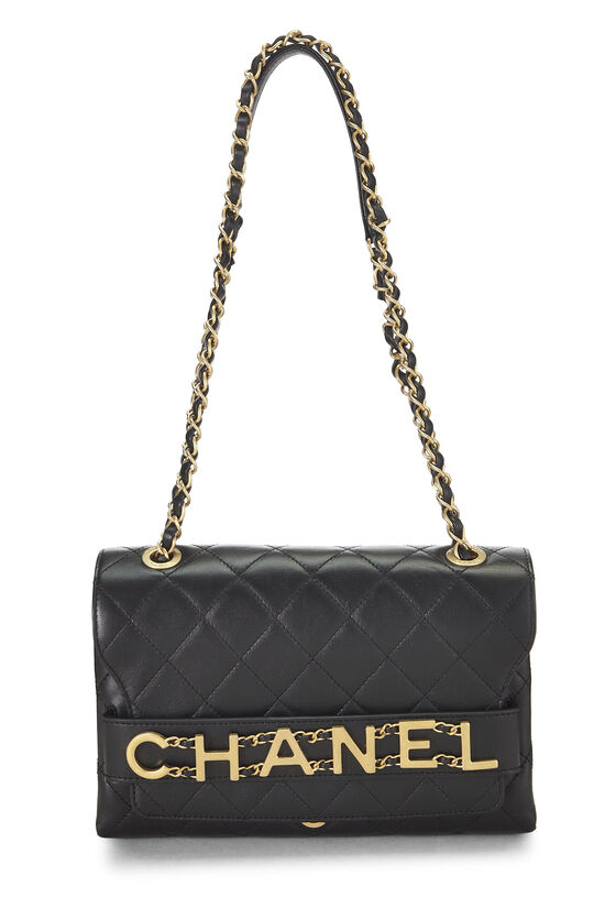 Chanel Black Calfskin Logo Enchained Flap Medium, , large image number 0