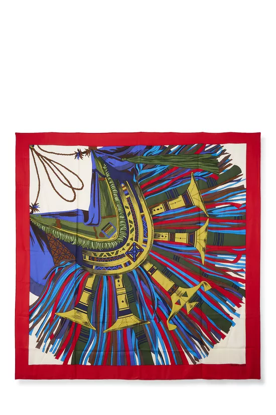 Red & Multicolor Cashmere Scarf 140, , large image number 0