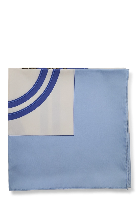 Blue & Multicolor 'Brides de Gala' Silk Scarf 90, , large image number 1