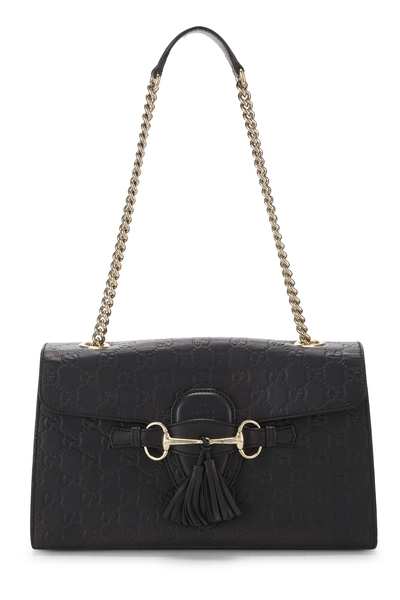 Gucci Black Guccissima Leather Emily Chain Shoulder Bag