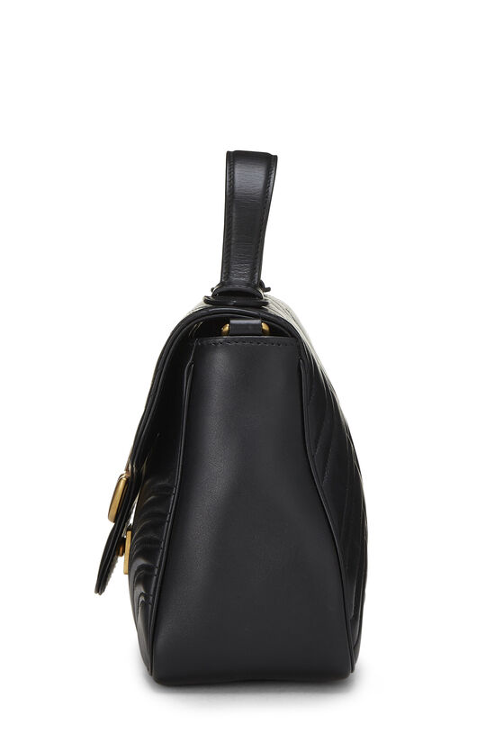 Black Leather GG Marmont Top Handle Shoulder Bag Small, , large image number 2