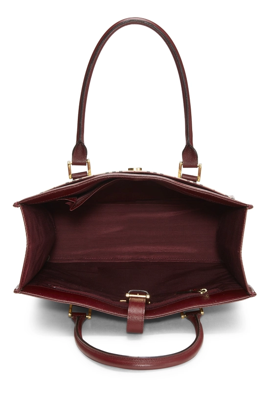 Burgundy Jacquard Buckle Handbag Medium, , large image number 5