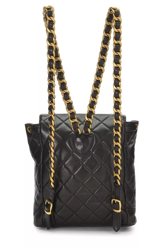 Black Quilted Lambskin 'CC' Classic Backpack Medium, , large image number 3