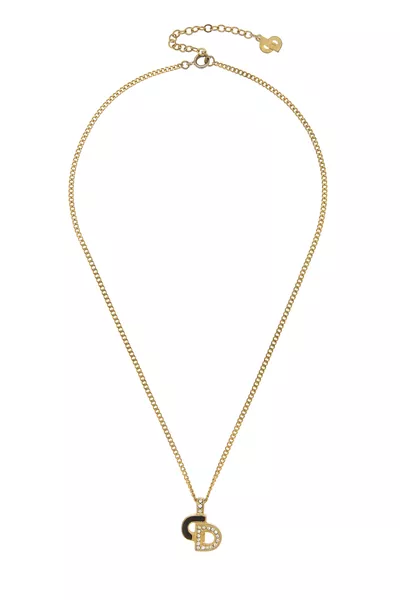 Gold & Black Crystal 'CD' Necklace