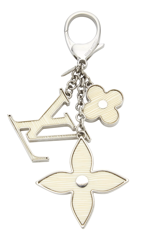 White & Silver Fleur d'Epi Bag Charm, , large image number 0