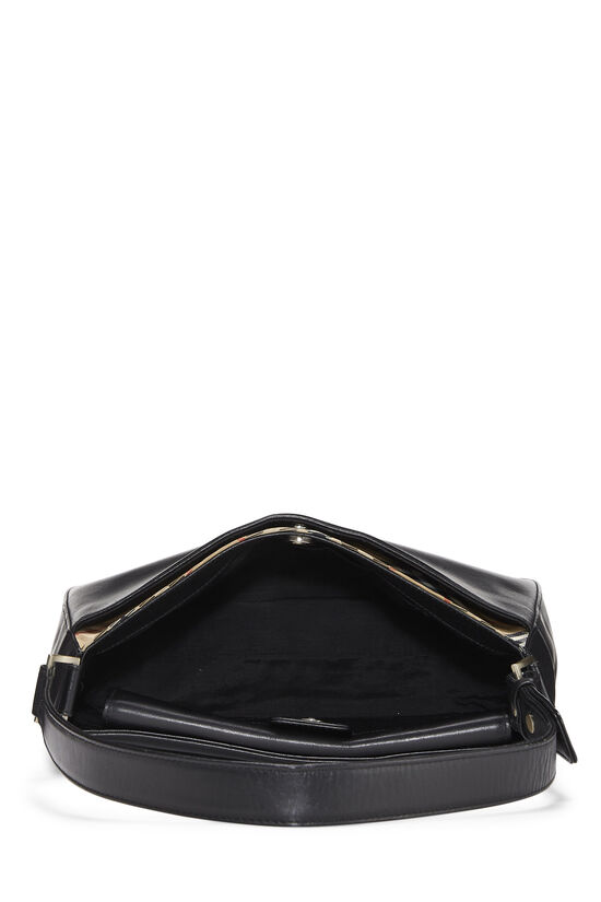 Black Leather Nova Check Shoulder Bag, , large image number 6
