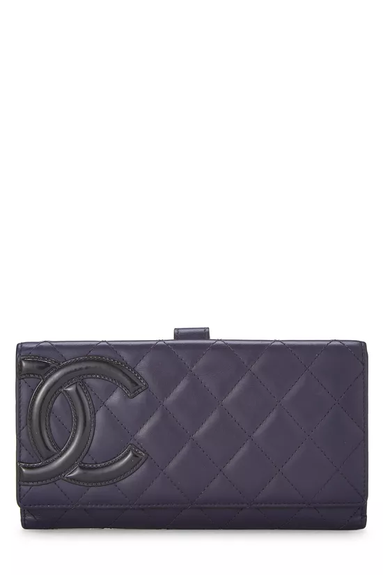 Purple Quilted Calfskin Cambon Wallet, , large image number 0