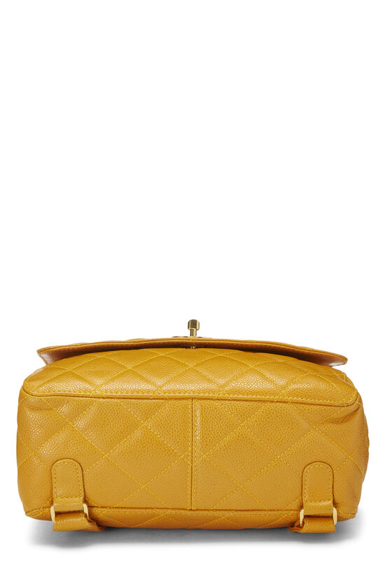 Yellow Quilted Caviar Backpack, , large image number 4