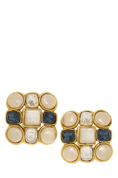 Blue Crystal Gold Earrings