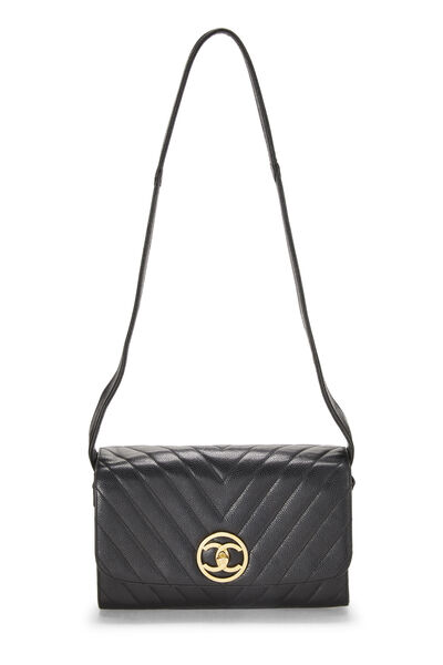 Chanel Black Chevron Caviar Flap Shoulder Bag, , large