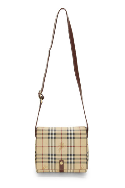 Beige Haymarket Check Coated Canvas Crossbody Small, , large