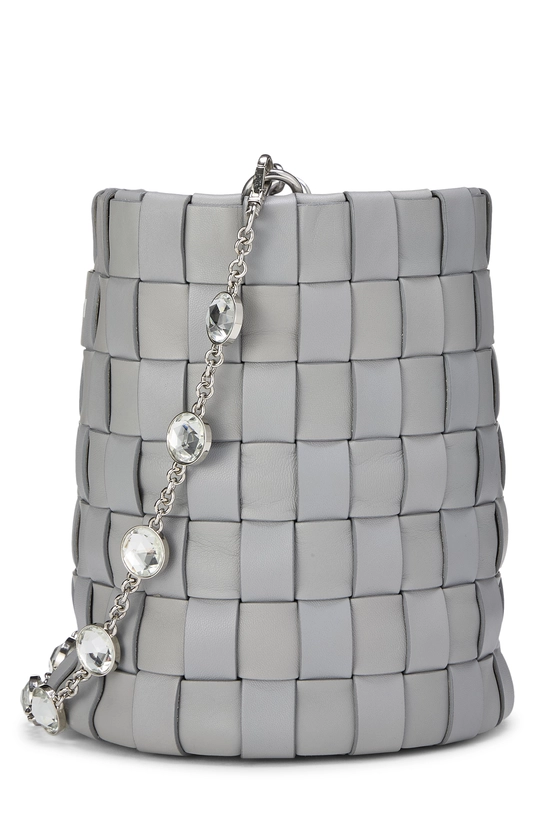 Grey Nappa Woven Bucket Bag, , large image number 2