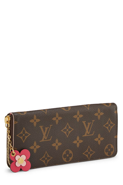 Pink Monogram Canvas Flower Clemence Continental Wallet, , large