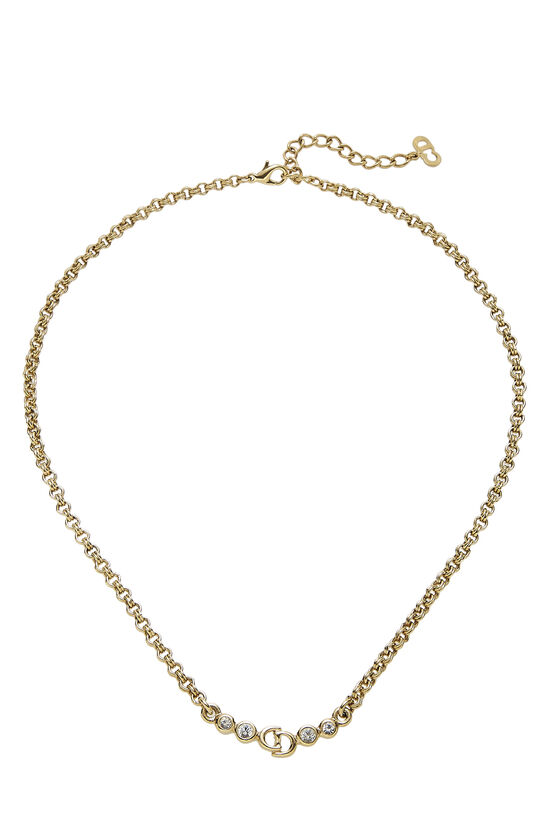 Gold Crystal 'CD' Necklace, , large image number 0