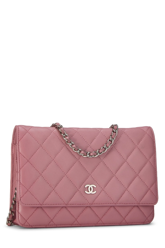 Pink Lambskin Classic Quilted Wallet on Chain (WOC), , large image number 1