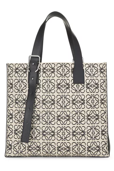 Black Jacquard Anagram Buckle Tote