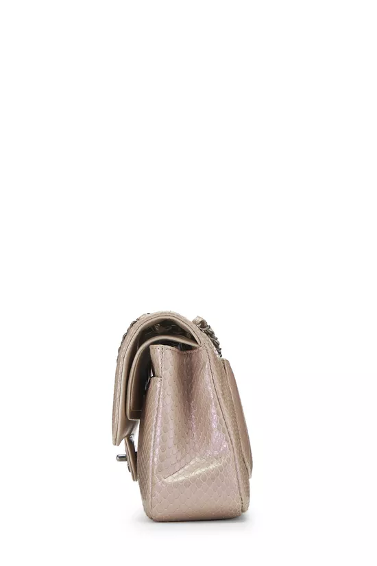 Iridescent Beige Python Classic Double Flap Medium, , large image number 2