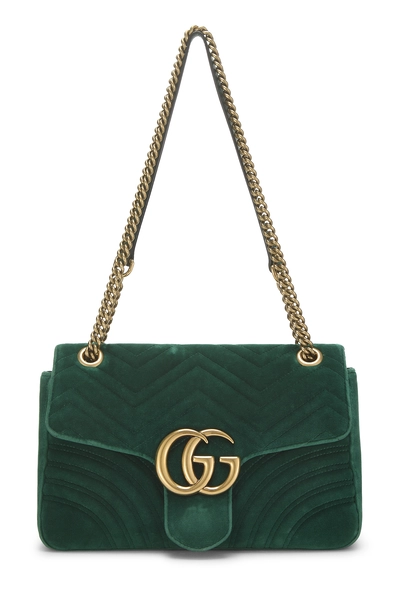 Gucci Green Velvet Marmont Matelassé Shoulder Bag