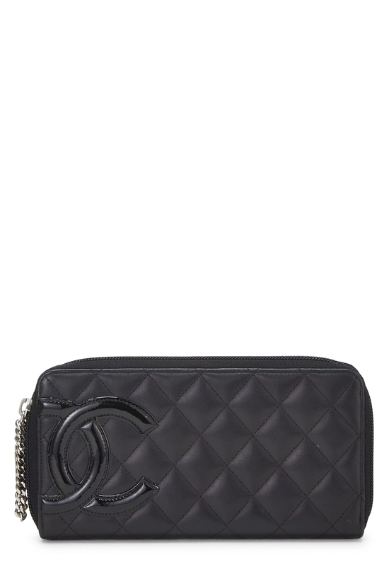 Black Quilted Calfskin Cambon Zip-Around Wallet, , large image number 0