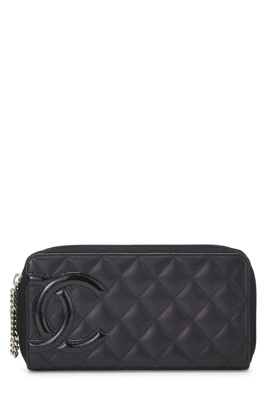 Black Quilted Calfskin Cambon Zip-Around Wallet, , large image number 0