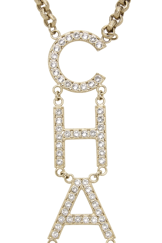 Gold Crystal Logo Necklace Long, , large image number 1