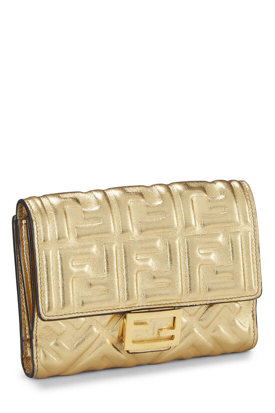 Gold Zucca Embossed Compact Wallet, , large image number 1