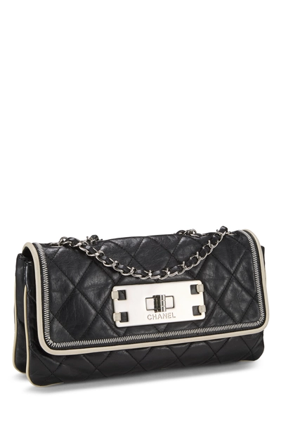 Black Lambskin Mademoiselle Twist Flap Bag, , large