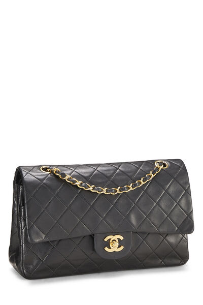 Black Quilted Lambskin Classic Double Flap Medium, , large