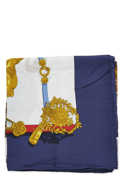 Blue & Multicolor 'Memoire d'Hermes' Silk Scarf 90, , large
