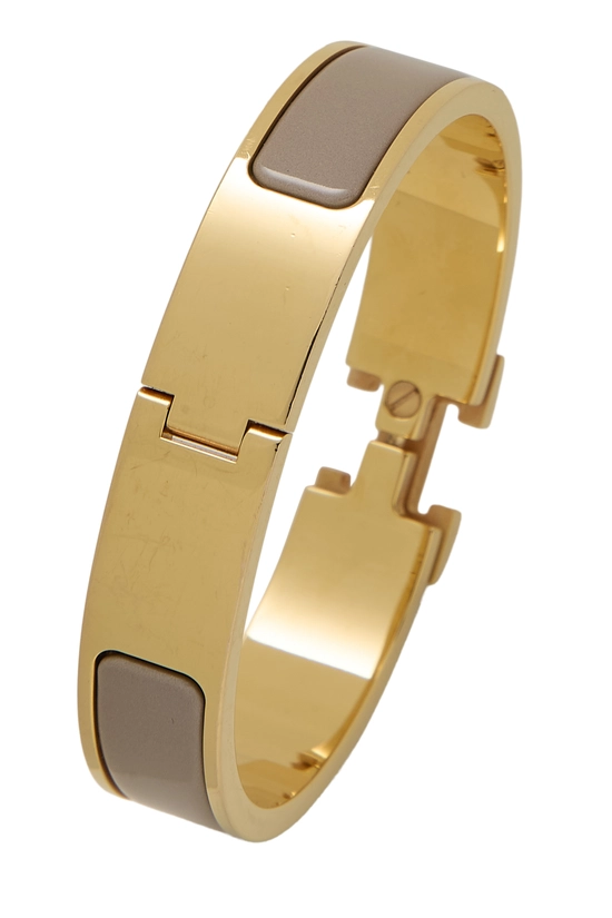 Beige Enamel Clic-Clac 'H' Bracelet Narrow, , large image number 1