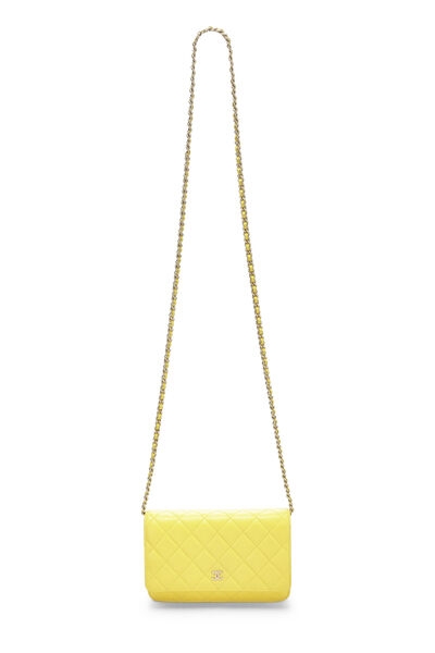 Yellow Quilted Lambskin Classic Wallet On Chain (WOC), , large