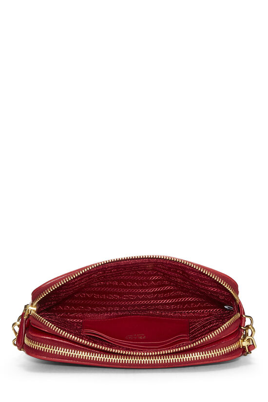 Red Leather Charms Double Zip Camera Bag, , large image number 7
