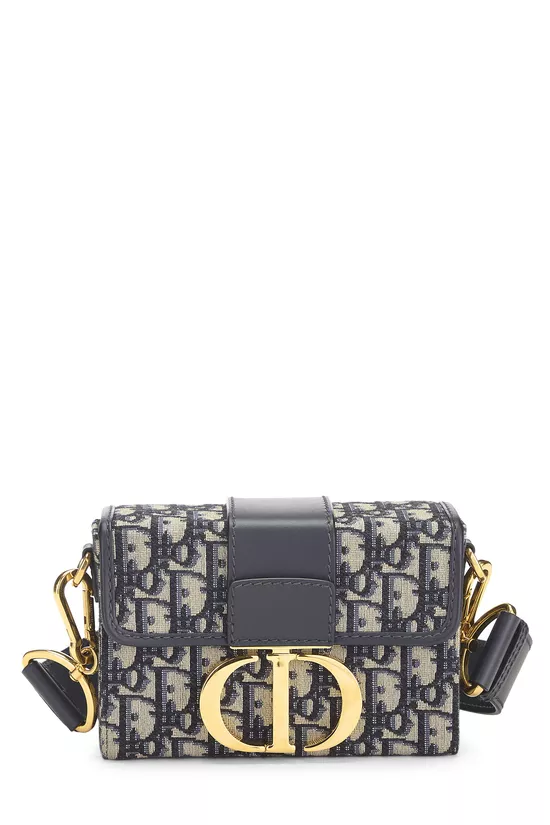 Navy Oblique Jacquard 30 Montaigne Box Bag, , large image number 0