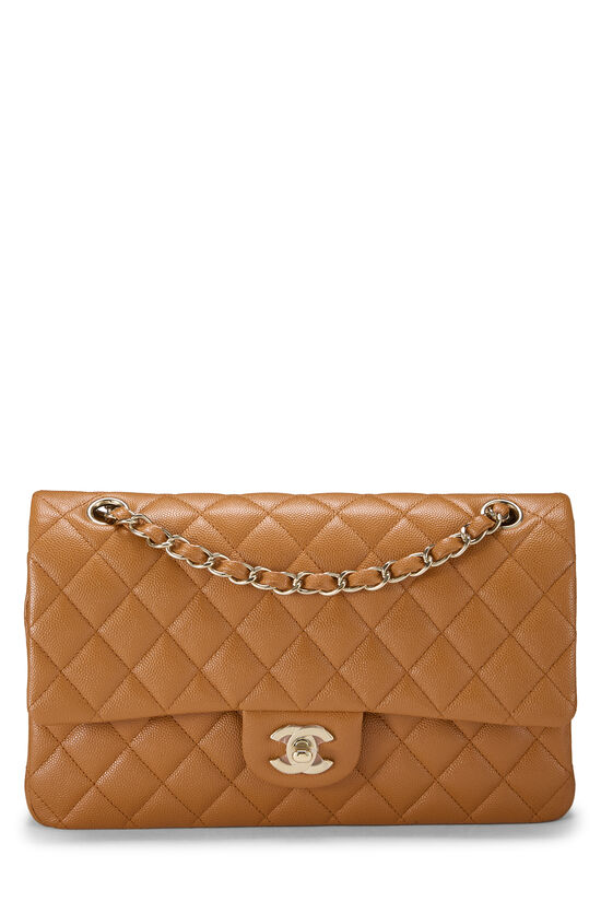 Orange Quilted Caviar Classic Double Flap Medium, , large image number 0