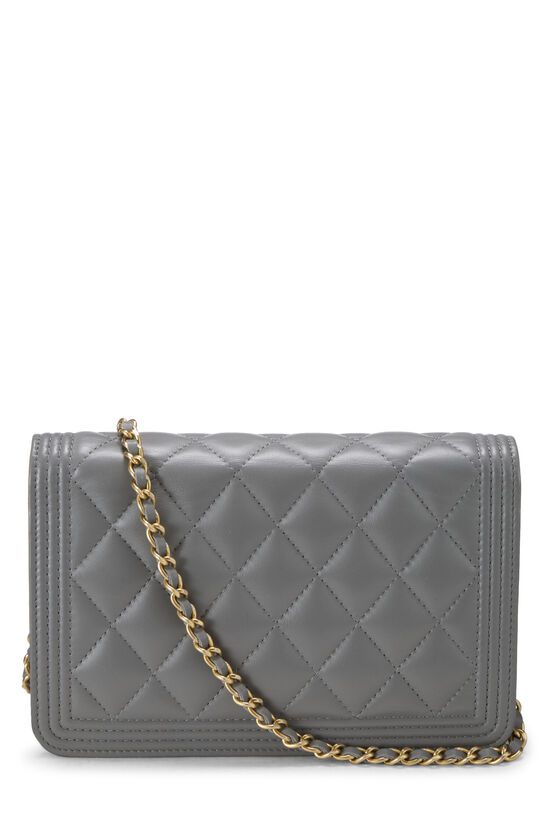 Grey Quilted Lambskin Boy Wallet on Chain (WOC), , large image number 3