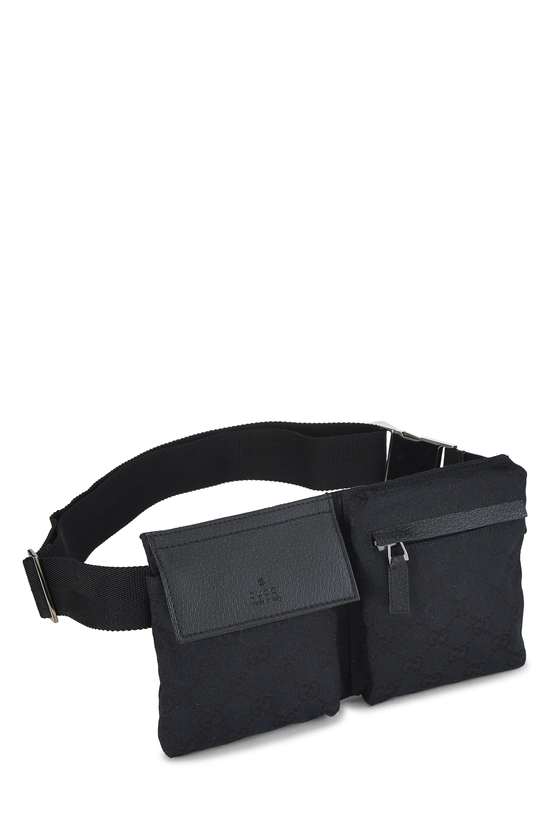 Black GG Canvas Double Pocket Waist Pouch, , large image number 1