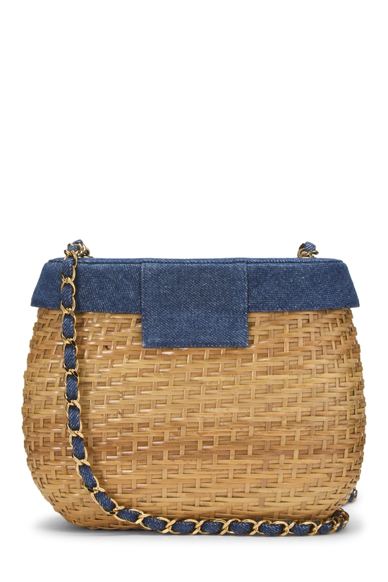 Navy Natural Wicker Basket Bag, , large image number 3